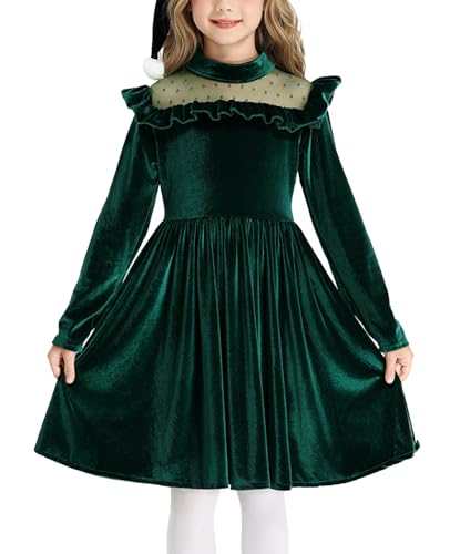 Vestido de princesa para niñas en elegante terciopelo de Navidad para 6-12 años