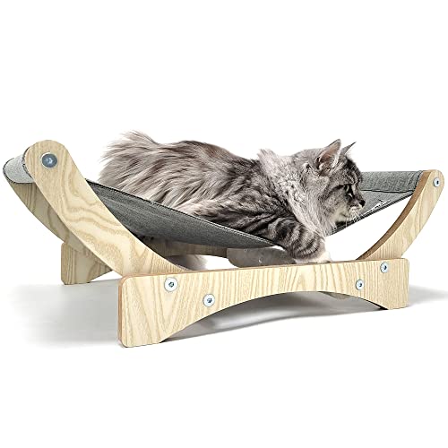 Heykitten 24In Cat Hammock Couch, Elevated Sleeping Bed With Anti-Tip Sturdy Stand, Large Raised Lounging Perch Chair For Indoor Kittens And Adult Cats (Grey Canvas) #TOP5