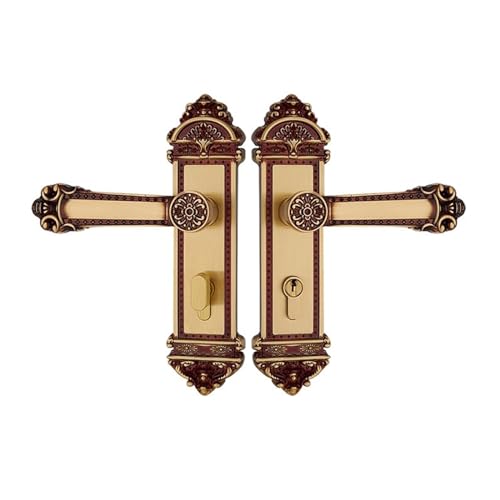 OYUXICWD HC8690 European Style Pure Copper Indoor Door Lock All Copper Home Silent Room European Style Home Door Handle(HC 8690 Rose Gold)