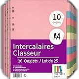 Lot multiple d'intercalaires A4 : ce lot de 25 intercalaires A4 pour classeurs à anneaux vous permet d'organiser vos documents efficacement. Parfait pour les intercalaires pour classeurs à levier et séparateurs de classeur pour aider à maintenir un système de classement bien rangé.