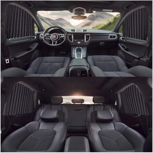 Image of Denfy Fabric 4PCS Universal Fit Magnetic Car Side Window Sunshade Curtains Removable Privacy & Heat Protection, Pleated Black Magnetic Car Window Shades for Baby & UV Protection, Foldable