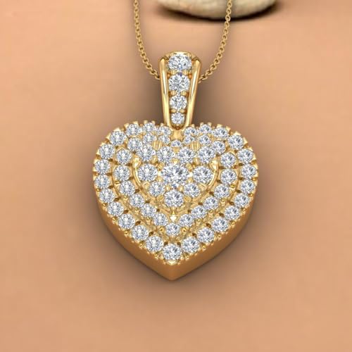 FINEROCK 1/2 Carat Diamond Heart Pendant Necklace in 14K Solid Gold (Silver Chain Included)4
