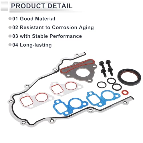 Image of Engine Timing Cover Gasket Set for Cadillac Escalade 2002-2014 Long-lasting Sealing Chain Case Cover Gasket No.12633904 /12589016 Rubber,Metal 1 Set