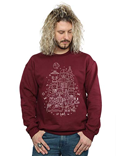Absolute Cult Star Wars Men's Empire Christmas Sweatshirt Burgundy Large
