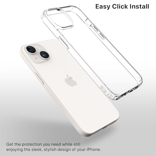 Image of Vaku Luxos Glassy Clear Back Cover Case for iPhone 14 Shockproof Slim Phone Case Scratch Resistant Slim Thin Non-Yellowing Military-Grade Protection Back Cover- Transparent