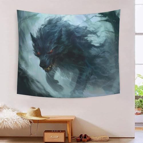 Tapisserie murale loup 3D grand tissu 180x230cm pour masquer un mur et decoration