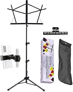 GLEAM Music Stand - Bold Pipe Folding Music Holder with Carrying Bag