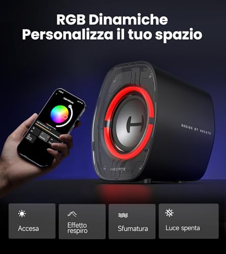 G1000 II Casse per Computer Gaming, Driver Full-Range da 2,5 Pollici con Bassi Potenziati, Bluetooth 5.4 via USB-C/AUX, 9 Modalità RGB Dinamiche, Compatte per PC/PS5/Switch (Nero) - Casse per PC - Immagine 4