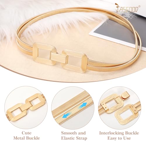 JASGOOD Skinny Metal Elastic Waist Belt for Women Stretch Thin Belt for Dresses3