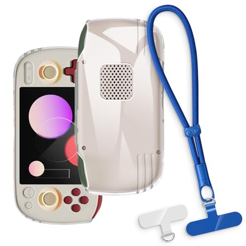 OAGELIM 2-in-1�ی�P�[�X�ƃ��X�g�X�g���b�v Ayaneo Pocket Air Mini �Ƃ̌݊������� ���O���\�ȃ��j���[�h�t���d�b�J�o�[�A����~�ߕ����h�~�O���b�v�n���h�� (�N���A + �u���[)