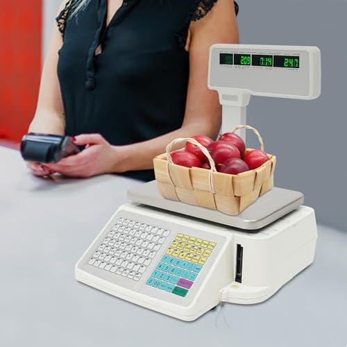 Báscula Comercial Digital con Impresora Térmica y Pantalla LCD Doble miniatura 3