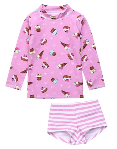 Image of VAENAIT BABY Girls Rash Guard Swimsuit UPF 50+ Long Sleeve Toddler Bathing Suit Ribbon Stawberry Floral Fruit for 2~8Years