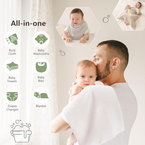 Susurration Muslin Burp Cloths 24x24 Inches Ultra Soft 100% Cotton, 4 or 7 Pack Baby Washcloths for Newborn, Absorbent Burp Rags & Swaddle Blankets by Susurration - Image 3