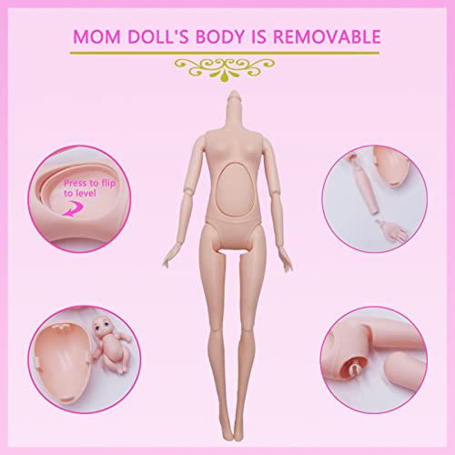 Drfeify Family Doll, 5 Pieces Pregnant Mom Doll Kit With Dad Pregnant Mom Boys Girls Scooter #TOP5