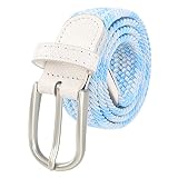 univo colors Multicolor Braided Golf Belt Elastic Stretch Oval Satin Nickel Pin Buckle Leather Loop