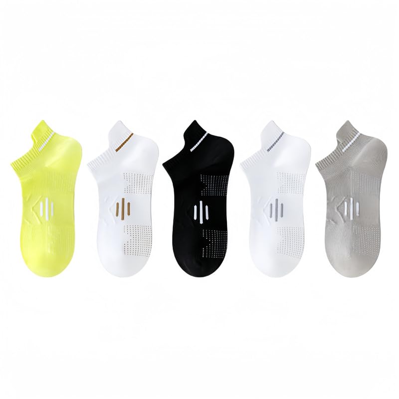 Calcetines de malla para correr para hombre con lengüeta en el talón, 5 pares, ligeros, de corte bajo, deportivos, transpirables, invisibles que absorben la humedad, antiolor, para correr, gimnasio