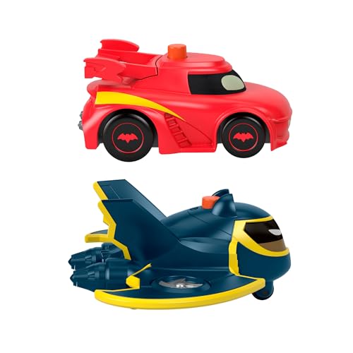 Fisher-Price Coffret 2 Véhicules Lumineux Batwheels DC, Flamme Et Batplane, Échelle 1/55, 3 Piles Ag13/Lr44 Incluses, Jouet Enfant, A Partir De 3 Ans, HML26