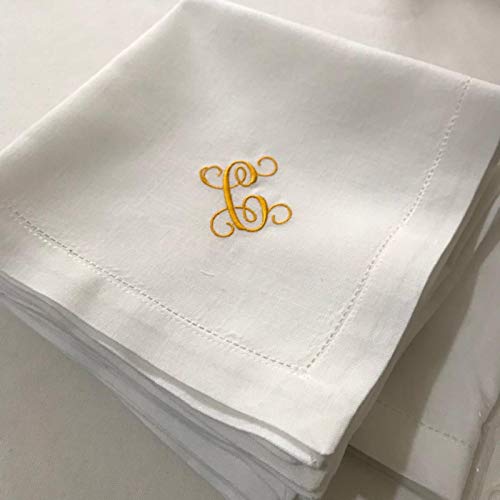 Huouh Serviettes de Table en Tissu brodées Blanches Cadeau Blanc Serviette de Mariage 10pc Cover