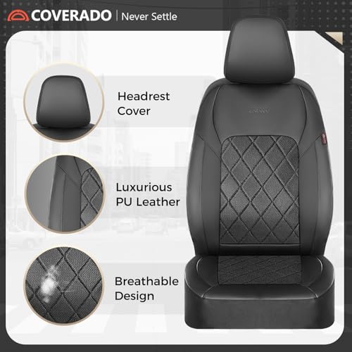 Image of Coverado Car Seat Covers, Seat Covers Full Set, 5 Seats Automotive Seat Cover, Mesh Breathable Seat Protectors, Universal Fit for Most Cars