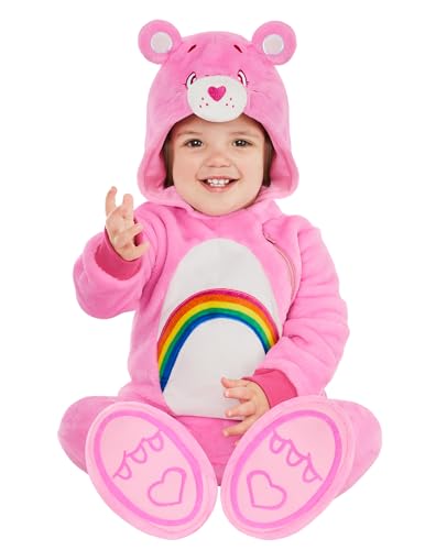 Spirit Halloween Care Bears Baby Cheer Bear Costume | Officially Licensed | Jumpsuit with attached Hood