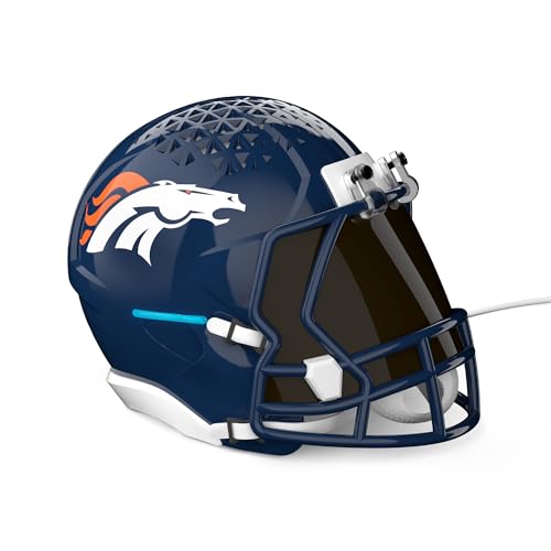Image of NFL Echo Dot Bundle: Includes Echo Dot | Deep Sea Blue and Limited-Edition NFL Helmet Stand | Denver Broncos