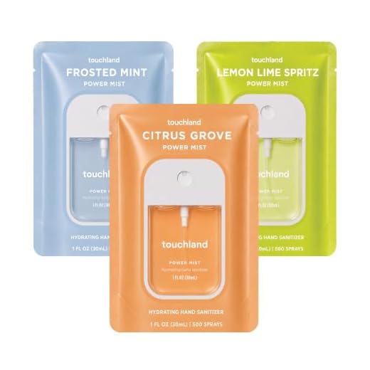 Touchland Hydrating Hand Sanitizer Spray – Fresh Trio Set (Frosted Mint, Citrus Grove, Lemon Lime) – 3 x 1 FL OZ Travel Size Mists