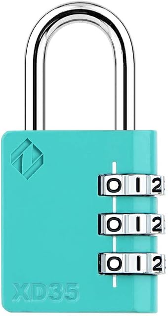 [ZARKER XD35] Small and Heavy Duty 3-Digit Combination Padlock for Suitcase, Locker, Gym, gate, shed, Tool Box and Door with Code - Emerald 1Pack