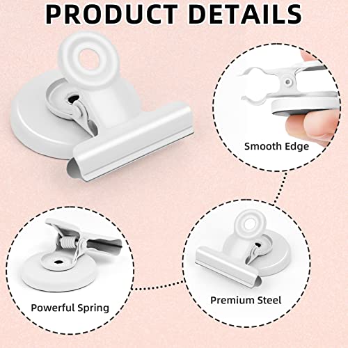 Grtard 6 Pack Magnetic Clips Heavy Duty, Magnet Clips for Fridge, Refrigerator Magnets, Strong Magnetic Clip,Scratch Free Magnets with Clip for Refrigerator, Whiteboard, Classroom, Locker(White)