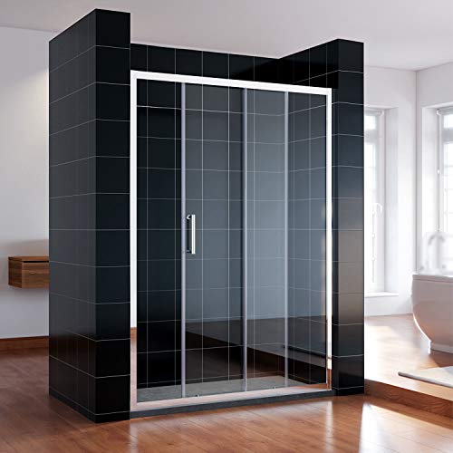 SONNI Schiebetür Dusche 160 cm Duschtüren Duschabtrennung Glasschiebetür Höhe 185 cm Klarglas Duschwand Duschkabine