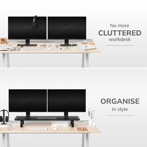 Image of Store 100Cm Long Wooden Monitor Stand with Storage Organizer for Desk Tables, Office, Home, Studio, Study Table | Monitor Stand Riser