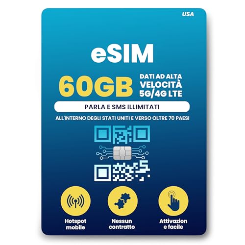 BeachSIM ESIM USA 30 Giorni – Dati Illimitati, Chiamate E SMS Locali Su Rete T-Mobile, Attivazione Veloce E Ricarica Facile