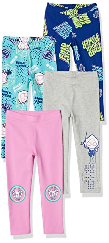 Image of Amazon Essentials Disney | Marvel | Star Wars | Frozen | Princess Girls and Toddlers' Cotton Stretch Leggings, Multipacks
