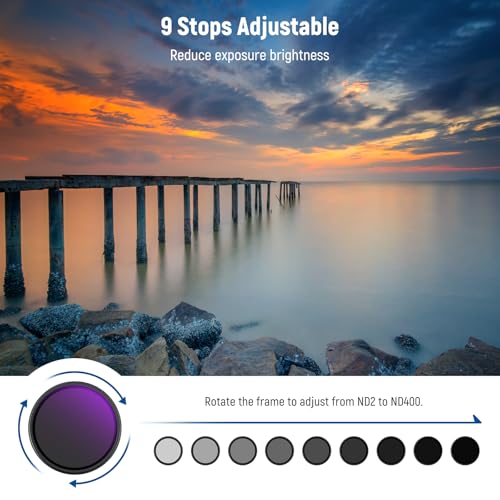NEEWER 49mm ND2-400 (1-9 Stops) Variable ND Filter with Lens Cap, Lanyard, Cleaning Cloth, Precise Neutral Density Adjustment, Fingerprint & Scratch Resistant Multicoated Optical Glass by NEEWER - Used condition - Image 2