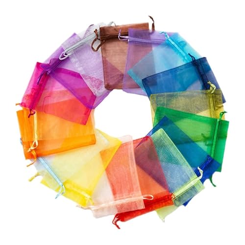Organza para frutas transpirable con cierre ajustable, bolsas protectoras de 15x20cm en pack 8