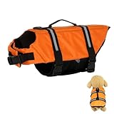 犬用ライフジャケット 小型/中型犬用 簡単着脱 水泳救命胴衣 ドッグウェア 救急服 水遊び用 犬用浮き輪 フローティングベスト フロートコート 運動用 小型犬 中型犬 犬用品 ペット用品 色：オレンジ サイズ：S