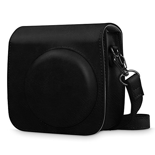 FINTIE Protective Case for Fujifilm Instax Mini 8 Mini 8+ Mini 9 Instant Camera - Premium Vegan Leather Bag Cover with Removable Strap, Black