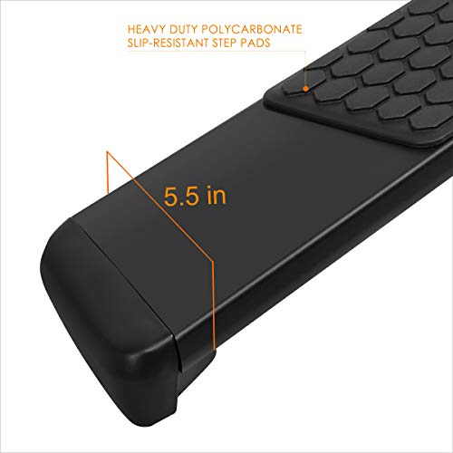 5.5" Black Stainless Running Boards Side Steps Nerf Bars Compatible With 15-22 F150-F350 Super Cab/Extended Cab (Pair) #TOP2