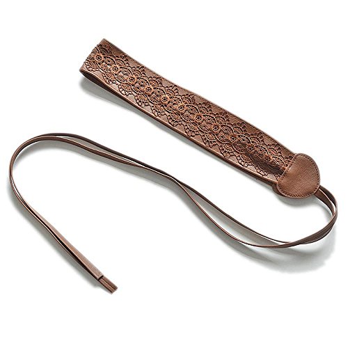 Women's Soft Leather with Lace Waist Belt Bow Tie Wrap Around Boho Corset Fashion Elegant for Dresses (Beige)3