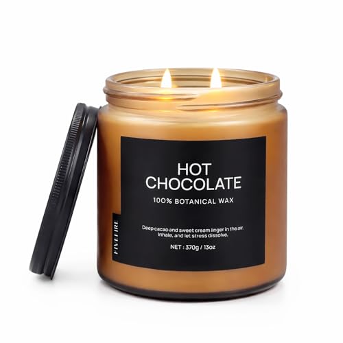 Hot Chocolate Home Scented Candles 13oz Organic Soy Wax 76-Hour Clean Burning Natural Candles Non Toxic Rich & Cocoa Gourmand Scent for Relaxation Aromatherapy Housewarming Candle for Men Women