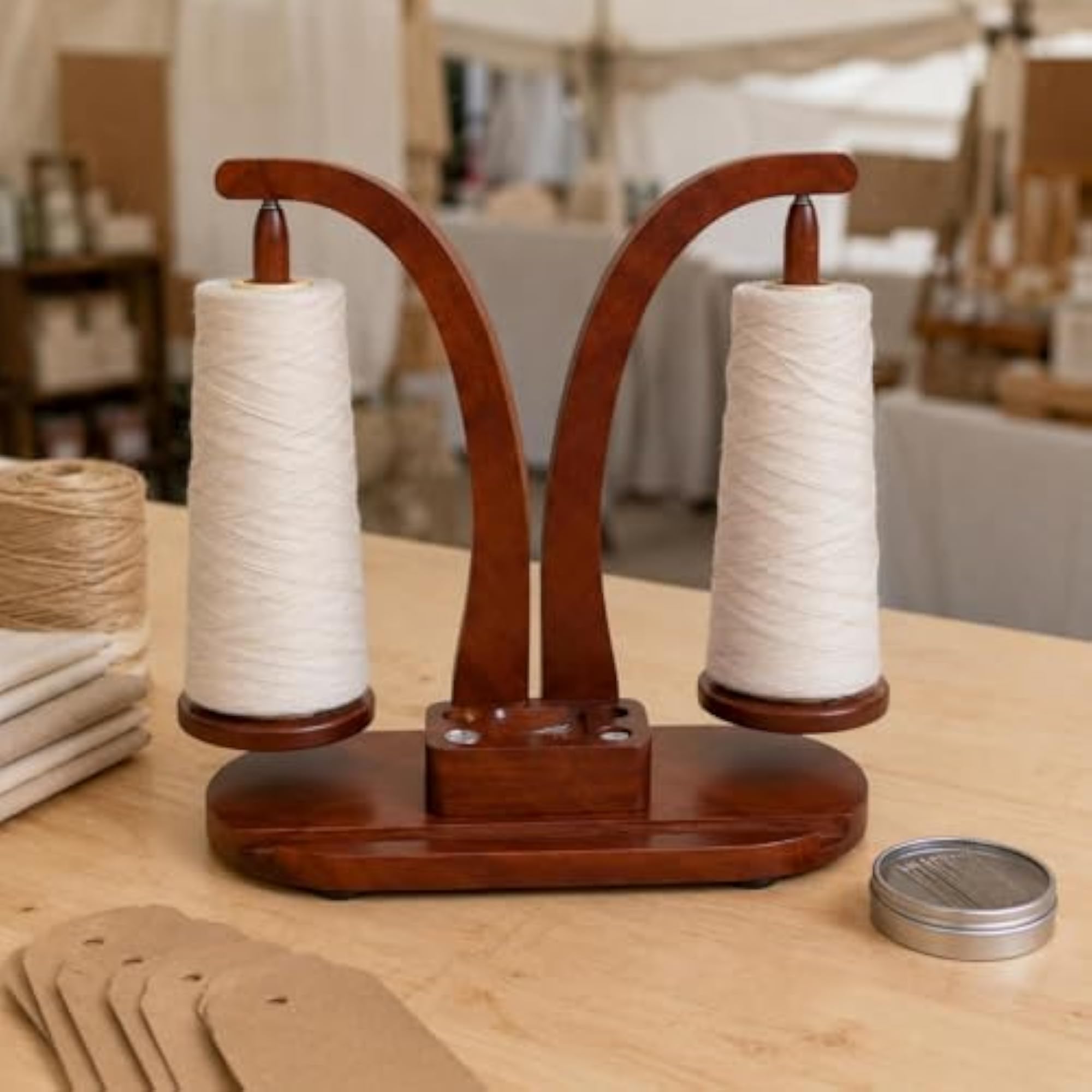 Two-Post Yarn Holder with Curved Frame Bamboo Design