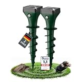 Elezenioc Maulwurf Vertreiber Solar 2er, Ultraschall Maulwurfschreck gegen Maulwürfe und Wühlmäuse, IP65 Wasserdicht, Wetterfest & Tierfreundlich, Wühlmausschreck für den Outdoor, Garten, Rasen