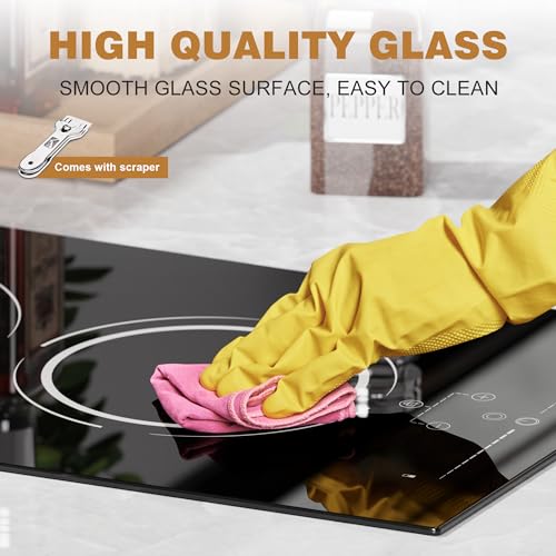 Disaenvir Electric Cooktop in Ceramic Dual Ring, 2 Burner Plug in Portable Electric Hob 2800W, 30cm Built-in & Countertop Stove Top with Extended Zone, Slide Control & Touch Control, Safety Lock - Image 7