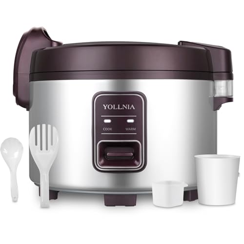 YOLLNIA Commercial Large Rice Cooker & Food warmer | 13.8QT/65 Cup cooked rice | Non-stick Inner Pot |Auto Warmer Mode |1350W Fast Cooking by YOLLNIA - Used condition - US$143.52
