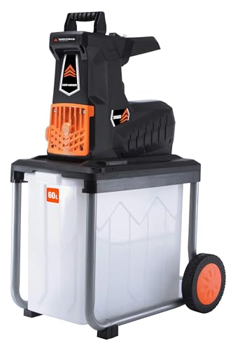 Yard Force 2800W Silent Garden Shredder with Reverse Function, 60L Collection Box, 45mm Cutting Diameter, Large Rear Wheels