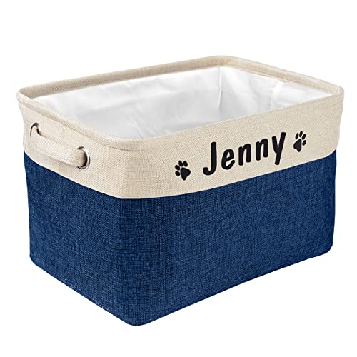 PET ARTIST Cesta plegable para perro nombre personalizado de mascota – Caja de almacenamiento rectangular organizador para juguetes para perros, abrigos para perros, ropa para perros y accesorios