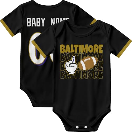 Image of KREDE Baby Clothes Custom Name Bodysuit for Baby Boy Gifts | Short Sleeves Bodysuit with Custom Number Name