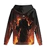 GLUDEAR Men's 3D Graphic Print Full-Zip Mock Neck Sweatshirt Long Sleeve Lightweight Loose Fit Jackets, Skull Grim Reaper Fire, 3XL #1