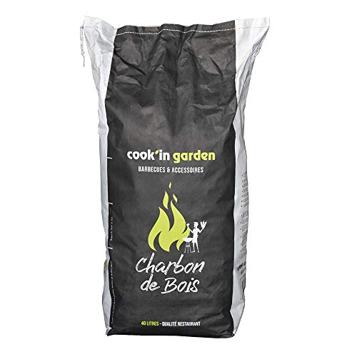 Cookin Garden - Sack Holzkohle 40 L Restaurantqualität grobe FSC 100% Kohle ideal für Grill im Garten oder auf der Terrasse leicht anzuzünden
