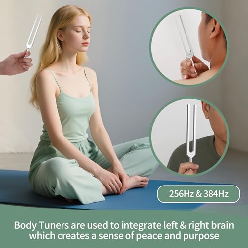 Image of Tuning Forks for Healing Set 128Hz 136.1Hz 256Hz 384Hz | Healing Instrument Tuning Forks for Meditation Yoga and Chakra Energy Sound Therapy & Stress Relief - Perfect Spiritual Gift