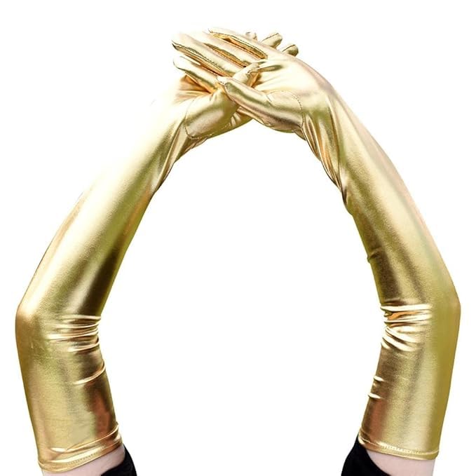 CALANDIS® Ladies 53Cm Metallic Gloves Flapper Dance Opera Cosplay Fancy Dress Gold | Accessories | Gloves (B0D9GNQQM6) Amazon Price History, Amazon Price Tracker